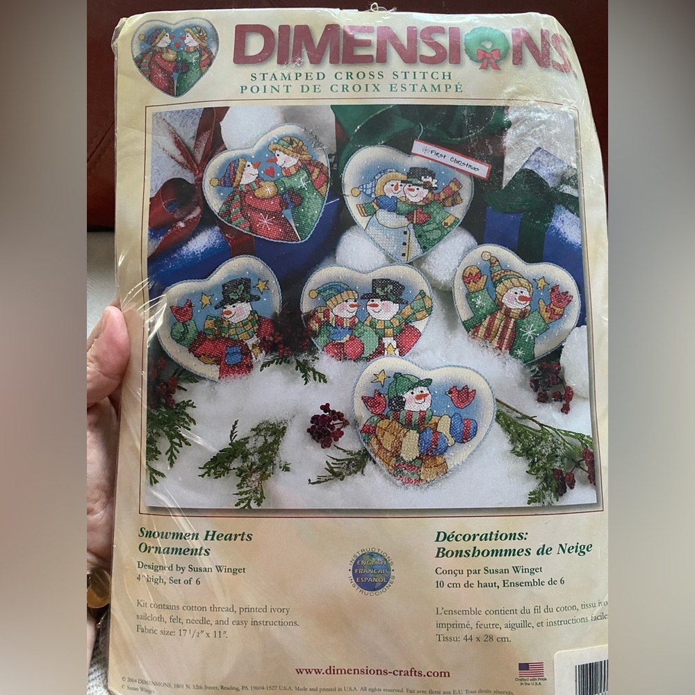 Snowmen Hearts Ornaments Cross Stitch Kit